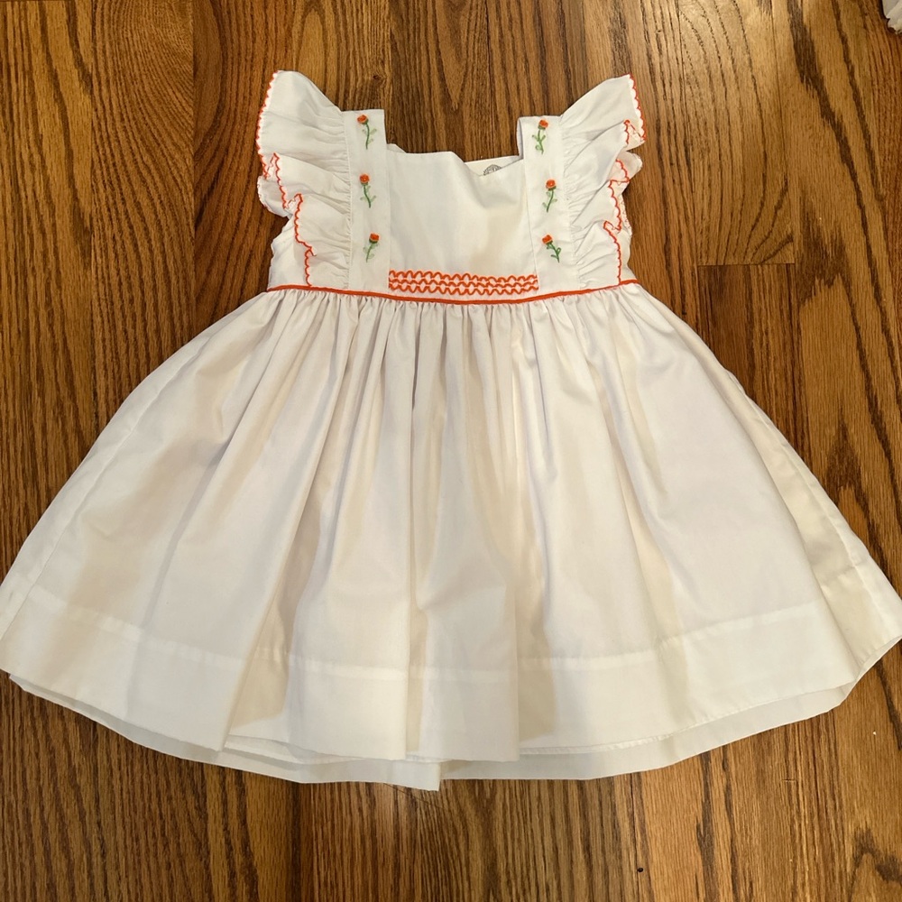 Charming White and Orange Kids Dress